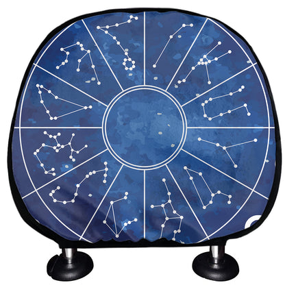 Zodiac Signs Wheel Print Car Headrest Covers