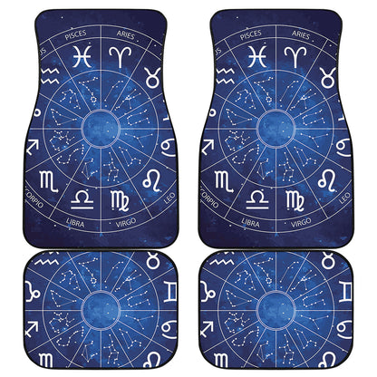Zodiac Signs Wheel Print Front and Back Car Floor Mats