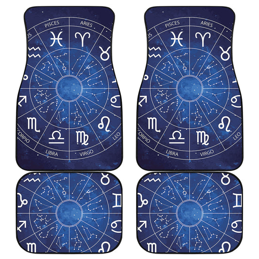Zodiac Signs Wheel Print Front and Back Car Floor Mats
