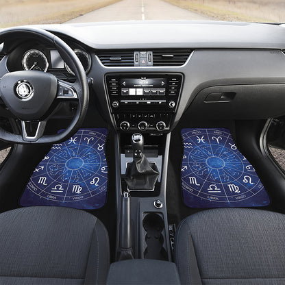 Zodiac Signs Wheel Print Front and Back Car Floor Mats