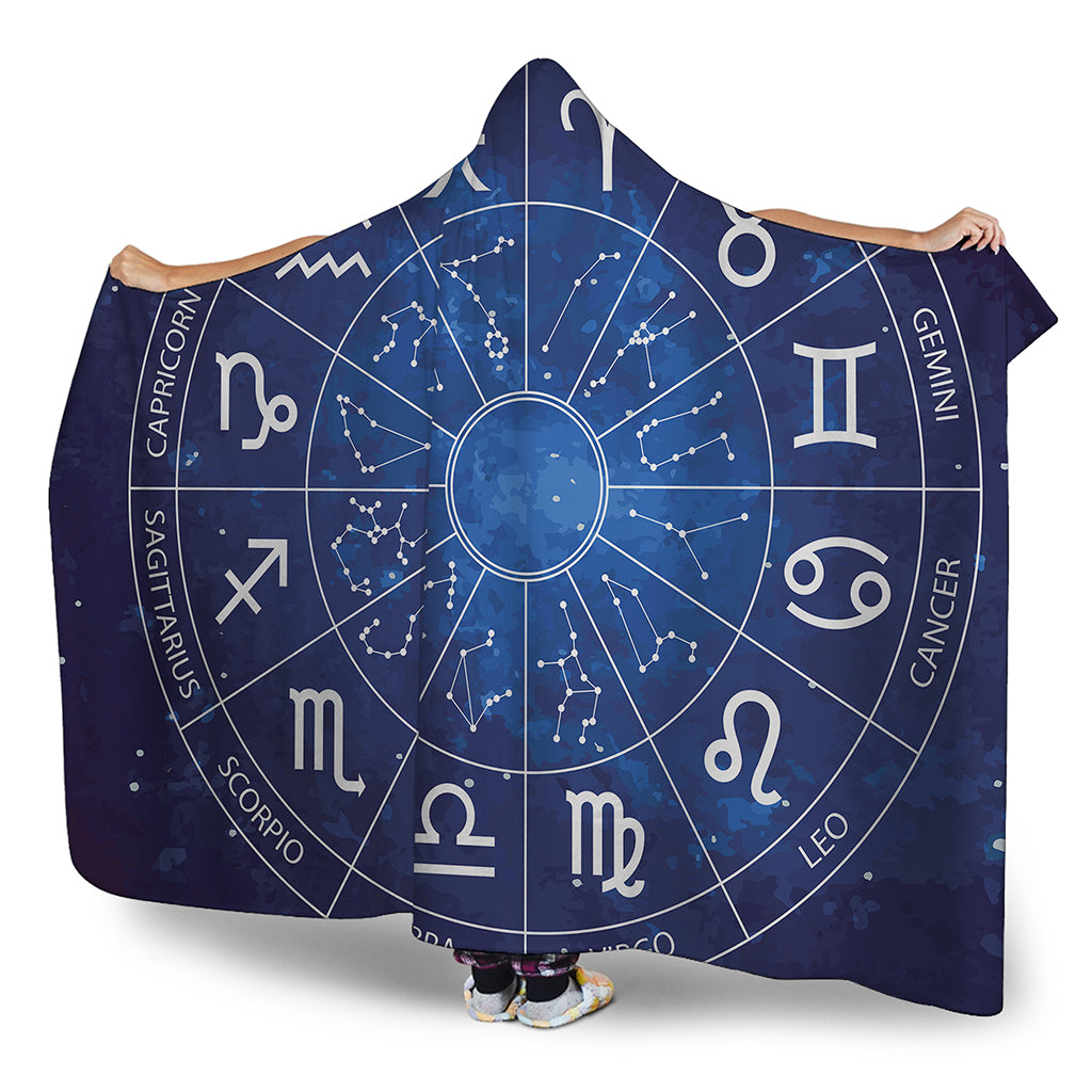 Zodiac Signs Wheel Print Hooded Blanket