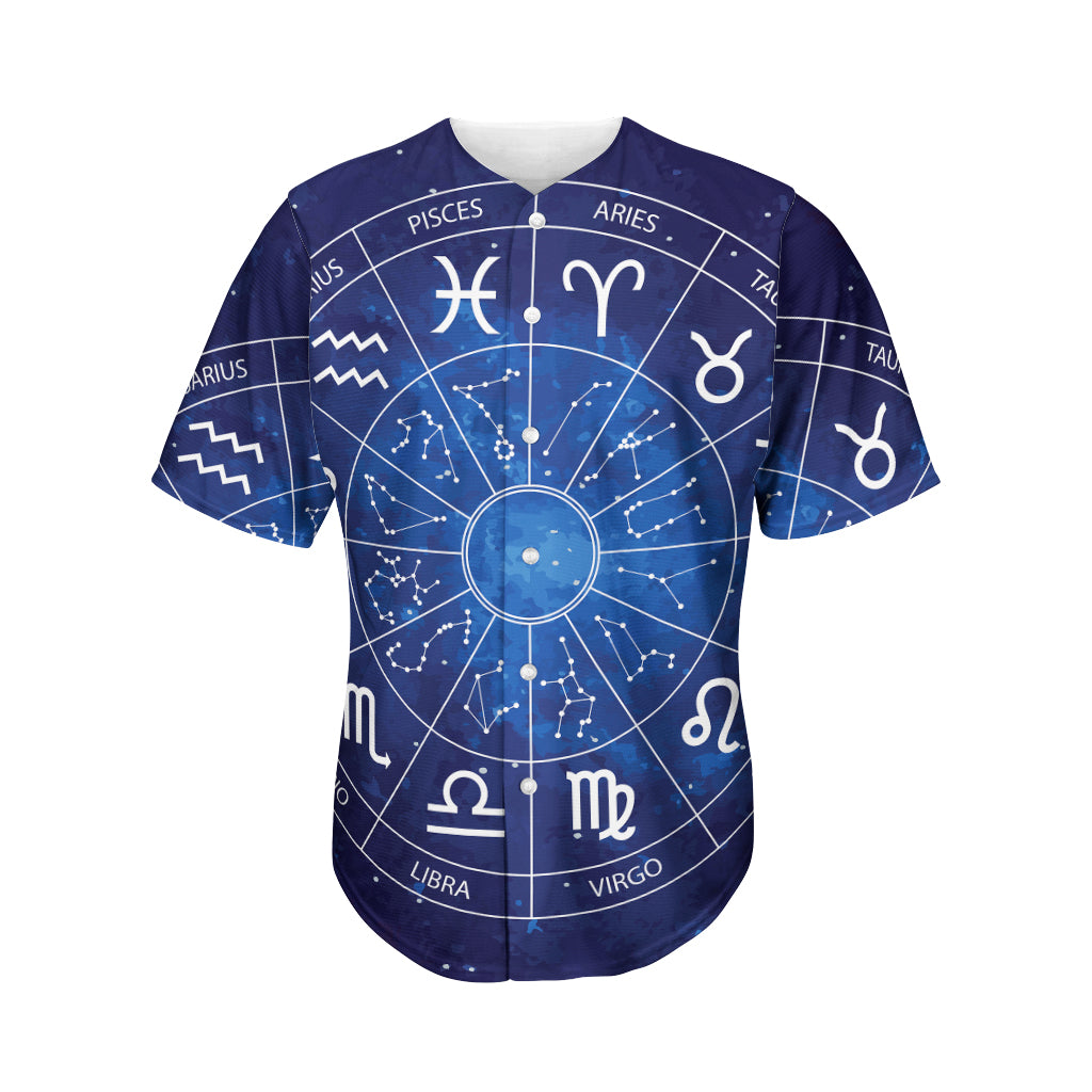 Zodiac Signs Wheel Print Men's Baseball Jersey