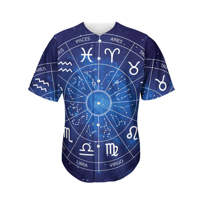 Zodiac Signs Wheel Print Men's Baseball Jersey