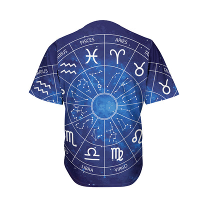 Zodiac Signs Wheel Print Men's Baseball Jersey