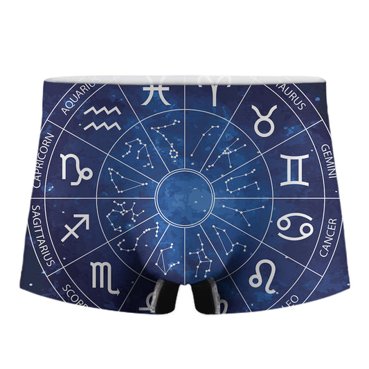 Zodiac Signs Wheel Print Men's Boxer Briefs