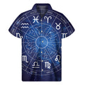 Zodiac Signs Wheel Print Men's Short Sleeve Shirt