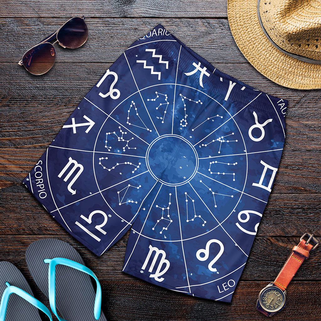 Zodiac Signs Wheel Print Men's Shorts