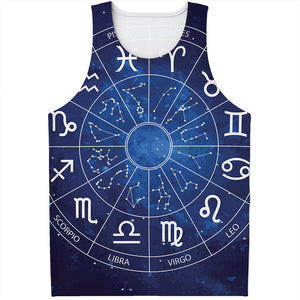 Zodiac Signs Wheel Print Men's Tank Top