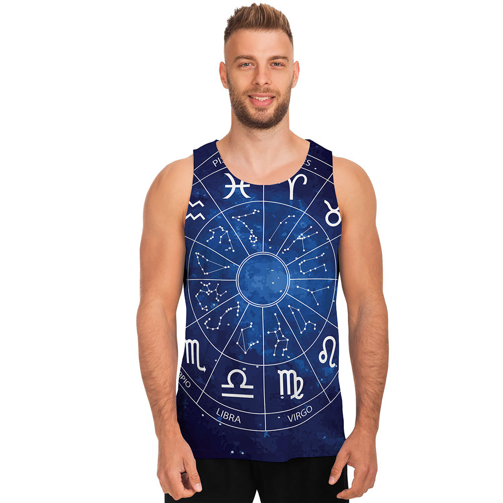 Zodiac Signs Wheel Print Men's Tank Top