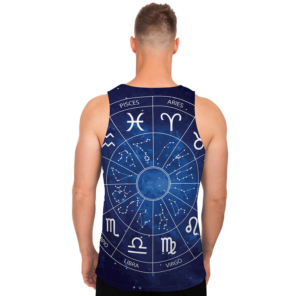 Zodiac Signs Wheel Print Men's Tank Top