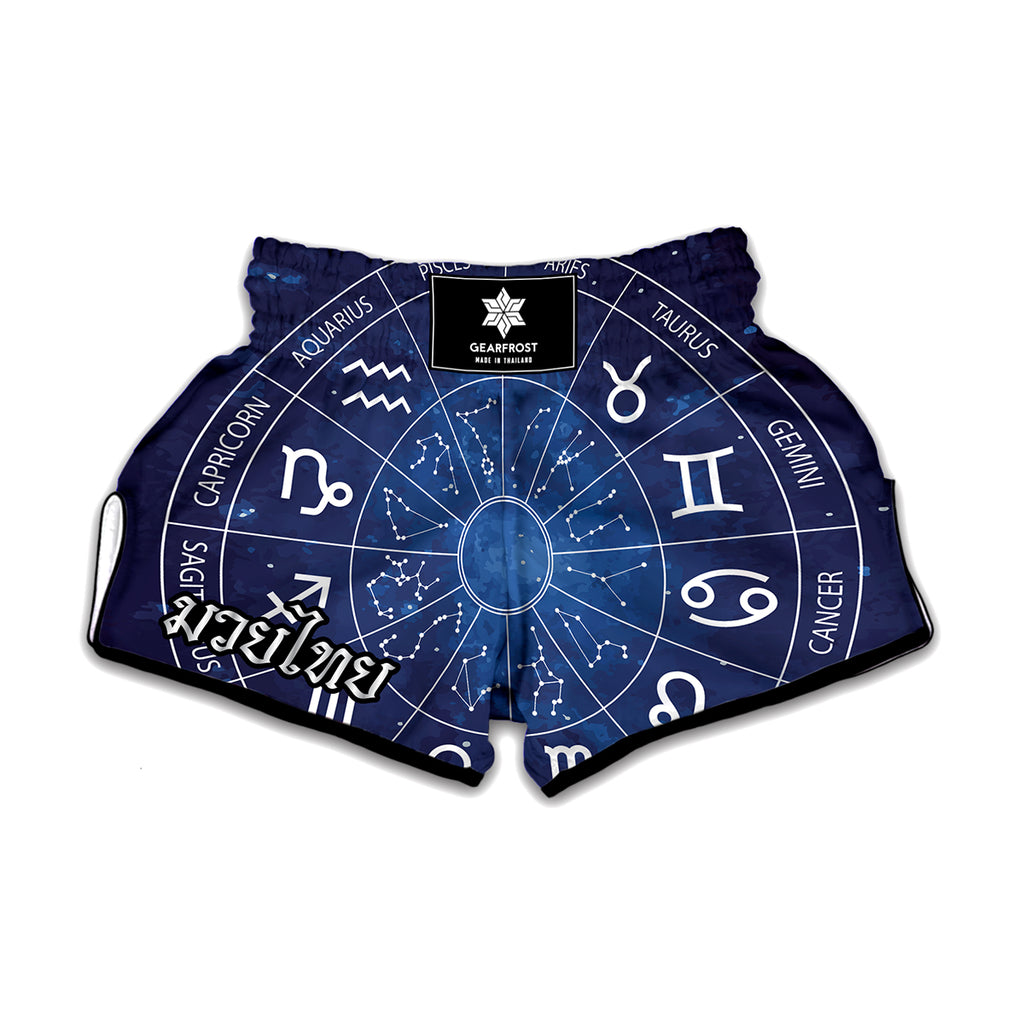 Zodiac Signs Wheel Print Muay Thai Boxing Shorts