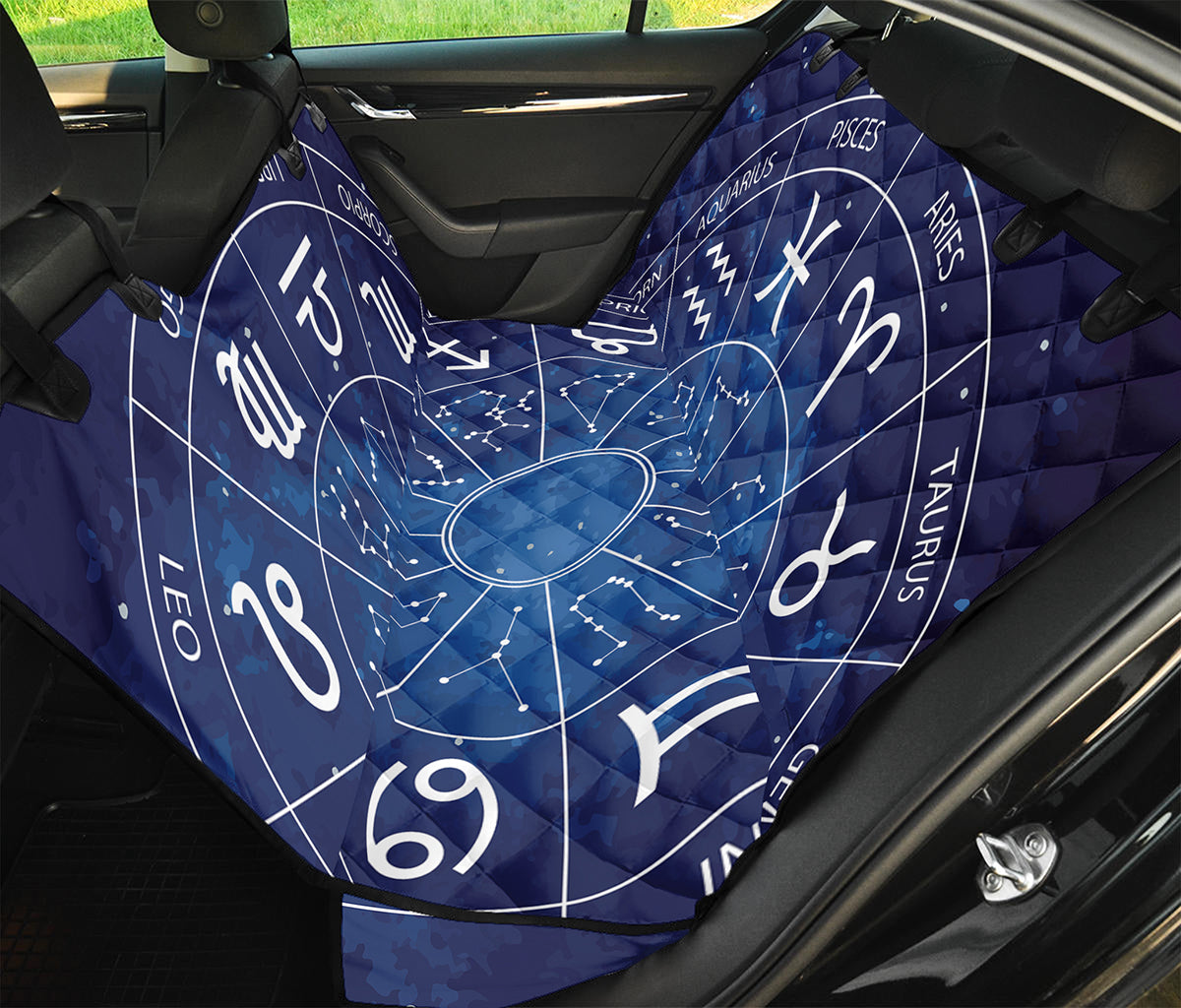Zodiac Signs Wheel Print Pet Car Back Seat Cover