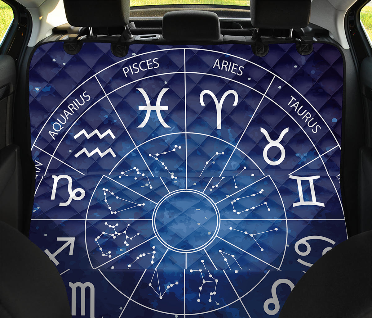 Zodiac Signs Wheel Print Pet Car Back Seat Cover