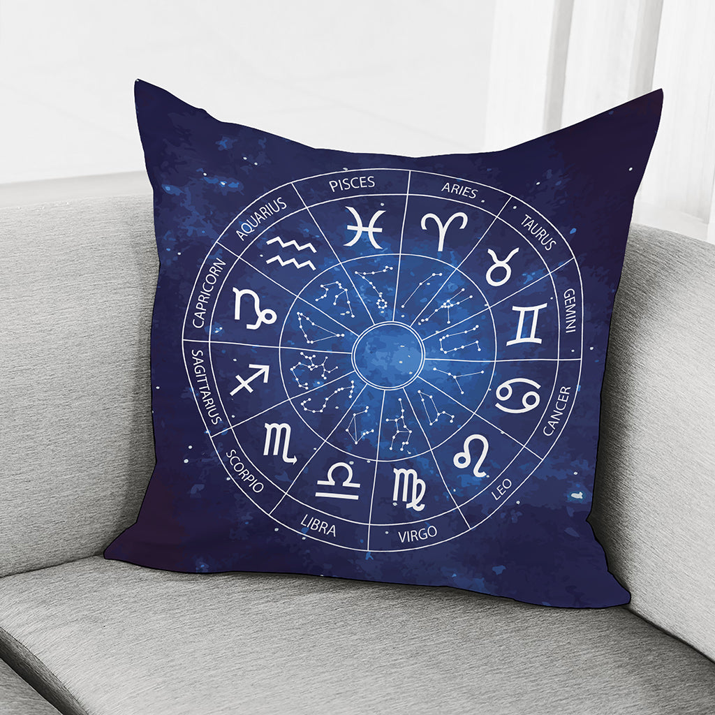 Zodiac Signs Wheel Print Pillow Cover