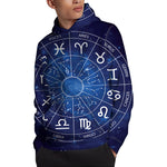 Zodiac Signs Wheel Print Pullover Hoodie