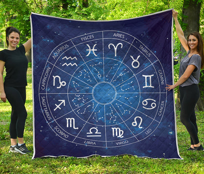 Zodiac Signs Wheel Print Quilt