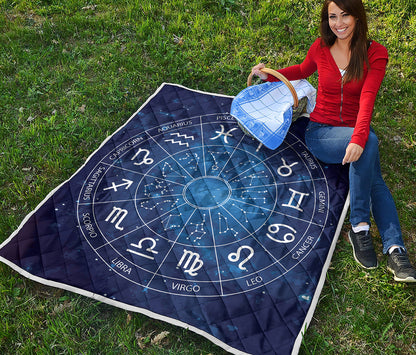 Zodiac Signs Wheel Print Quilt