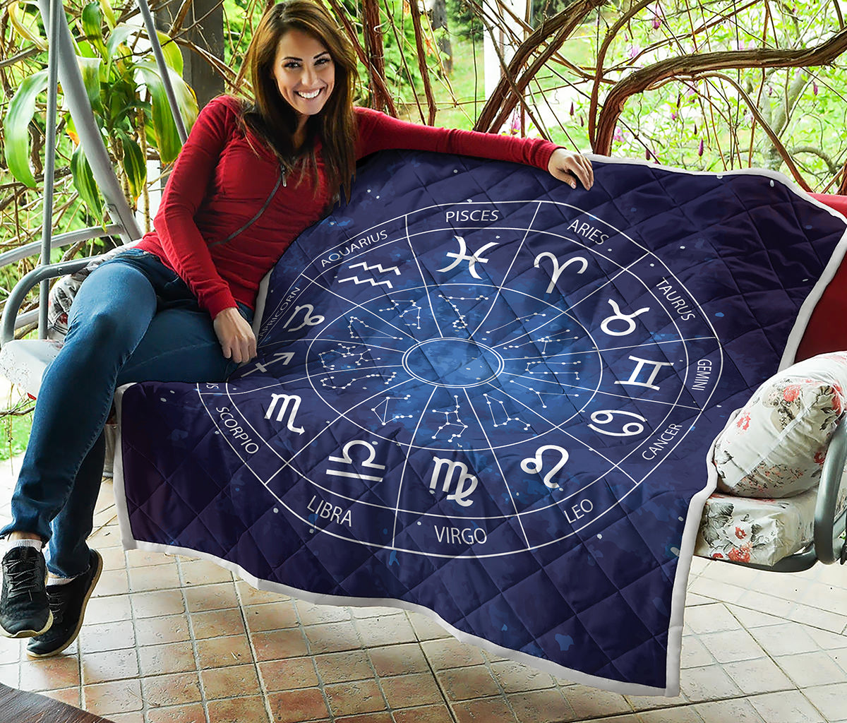 Zodiac Signs Wheel Print Quilt