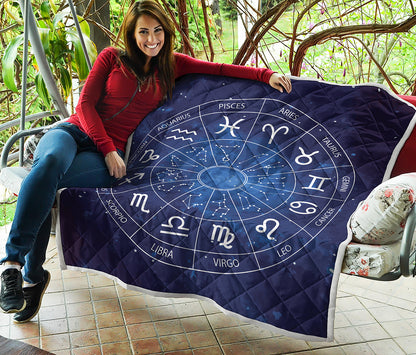 Zodiac Signs Wheel Print Quilt