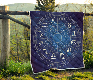 Zodiac Signs Wheel Print Quilt