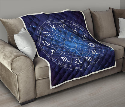 Zodiac Signs Wheel Print Quilt