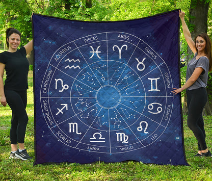 Zodiac Signs Wheel Print Quilt