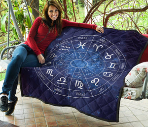 Zodiac Signs Wheel Print Quilt