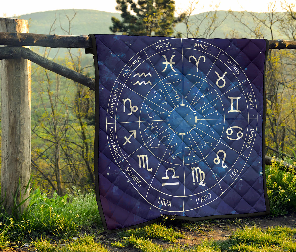 Zodiac Signs Wheel Print Quilt