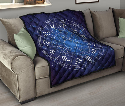 Zodiac Signs Wheel Print Quilt