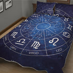Zodiac Signs Wheel Print Quilt Bed Set