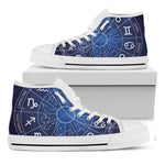 Zodiac Signs Wheel Print White High Top Shoes