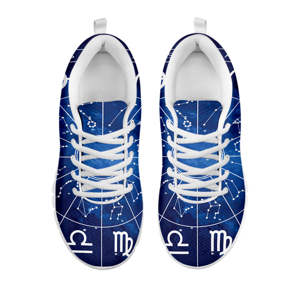 Zodiac Signs Wheel Print White Sneakers