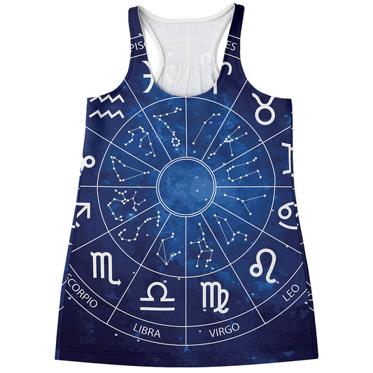 Zodiac Signs Wheel Print Women's Racerback Tank Top