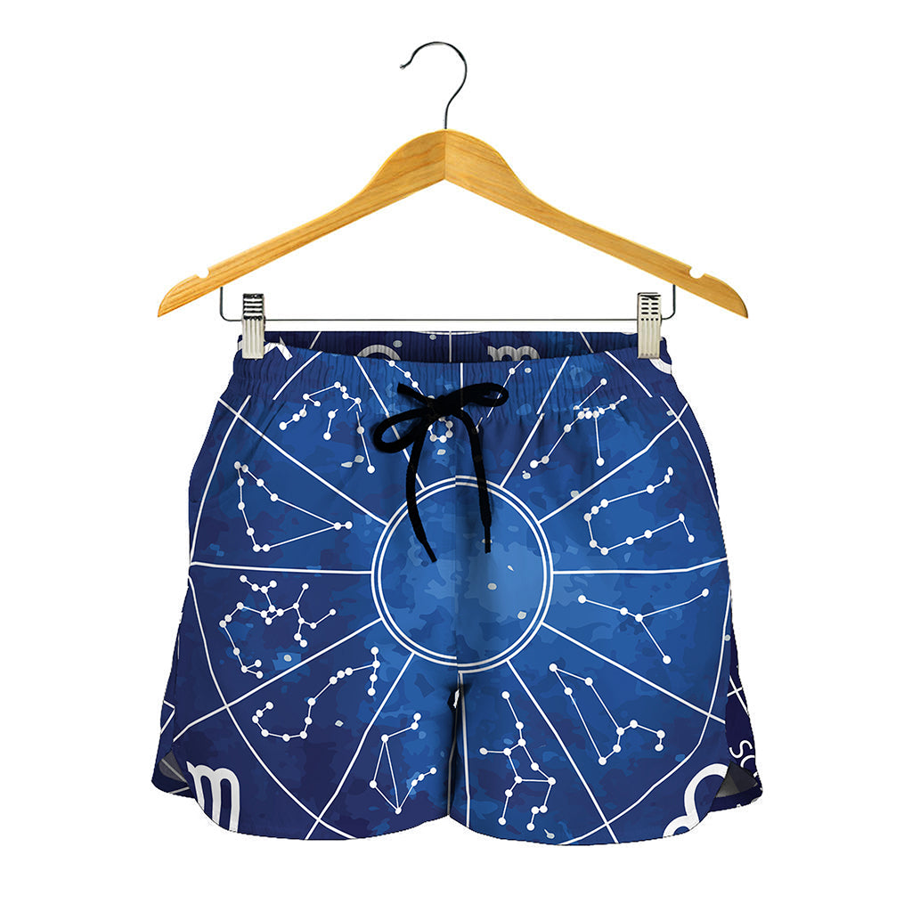 Zodiac Signs Wheel Print Women's Shorts