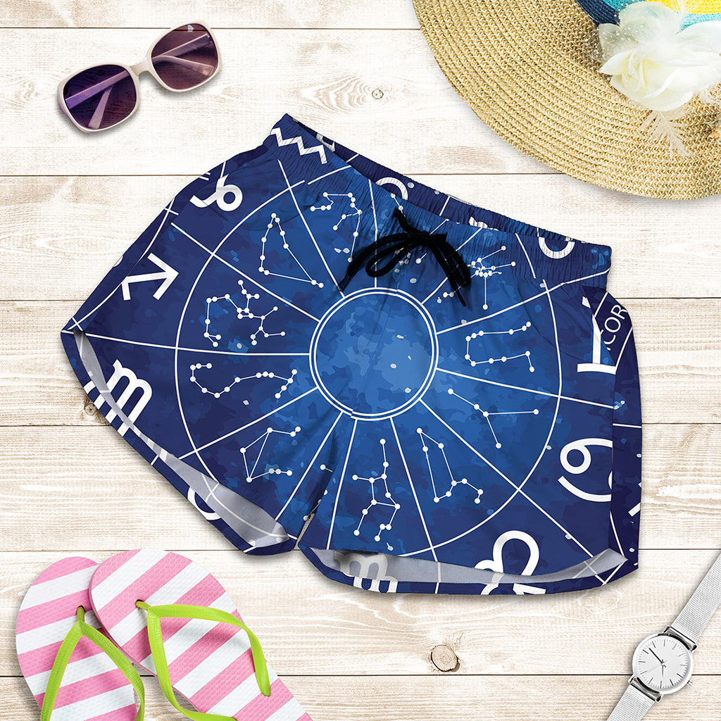 Zodiac Signs Wheel Print Women's Shorts