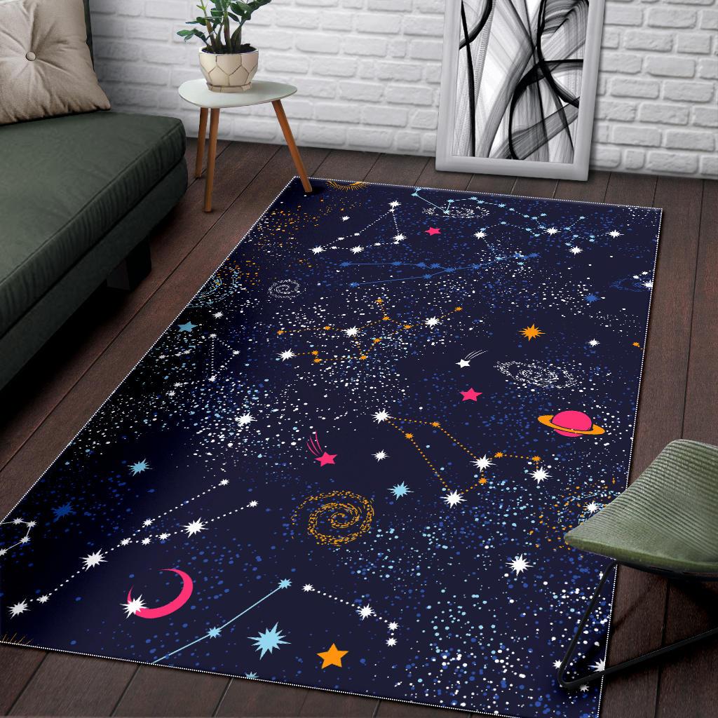 Zodiac Star Signs Galaxy Space Print Area Rug GearFrost