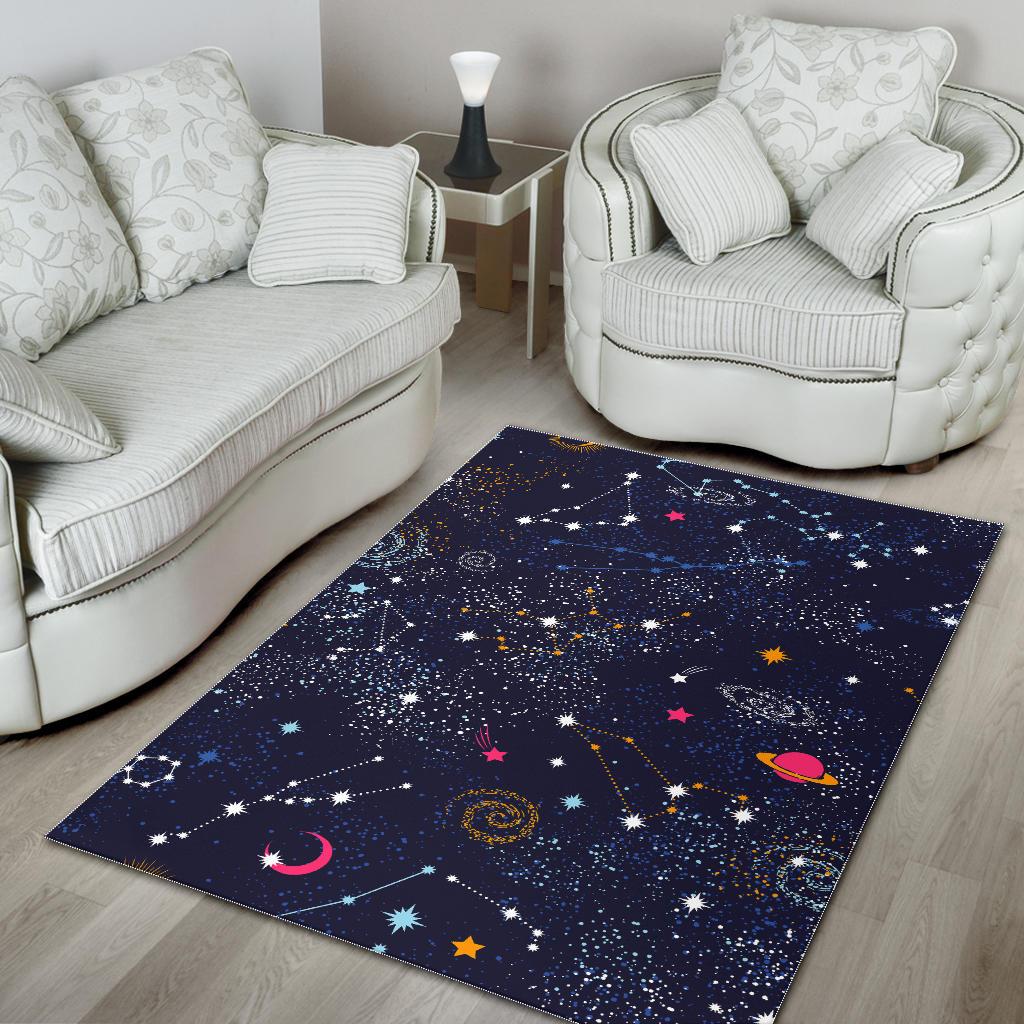 Zodiac Star Signs Galaxy Space Print Area Rug GearFrost