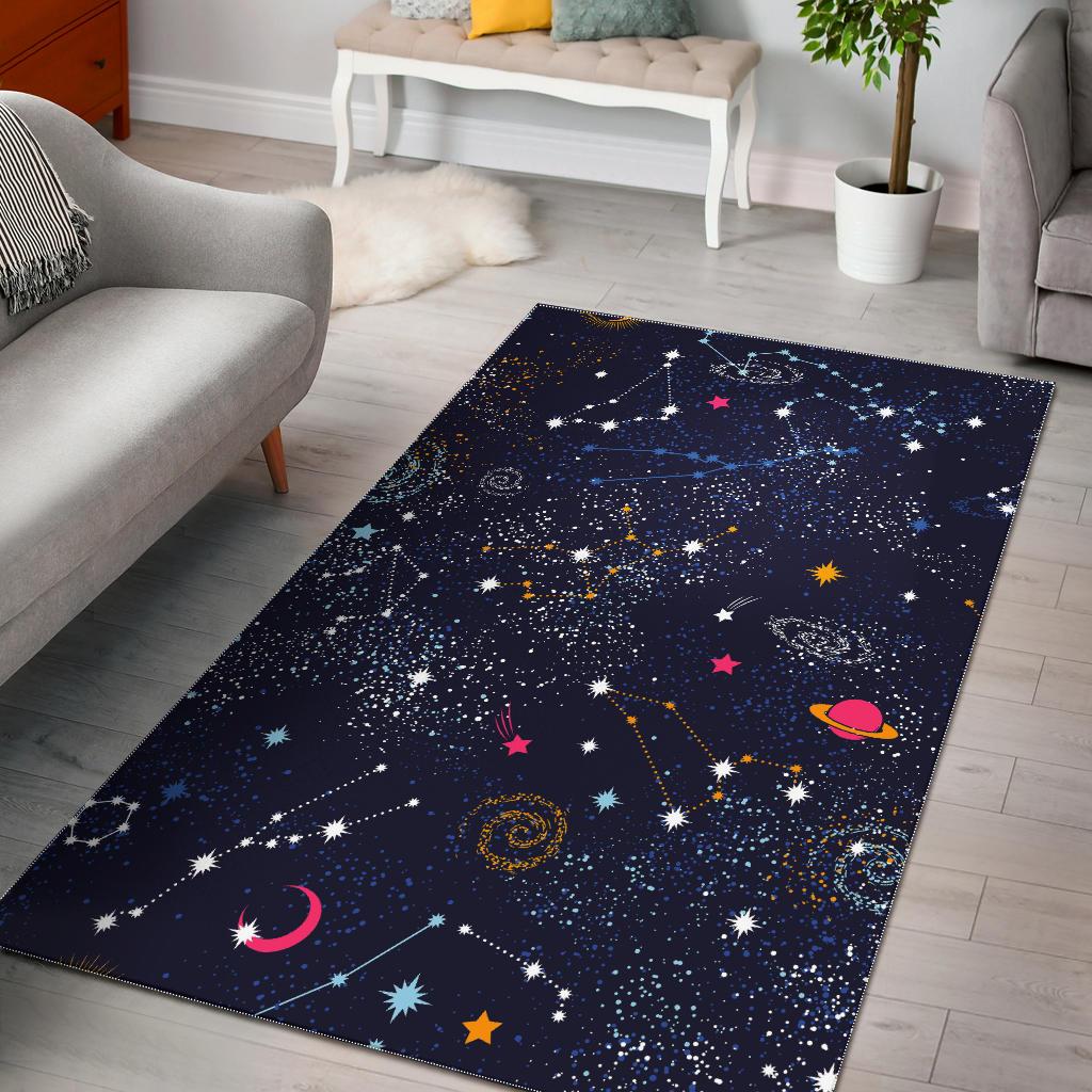 Zodiac Star Signs Galaxy Space Print Area Rug GearFrost