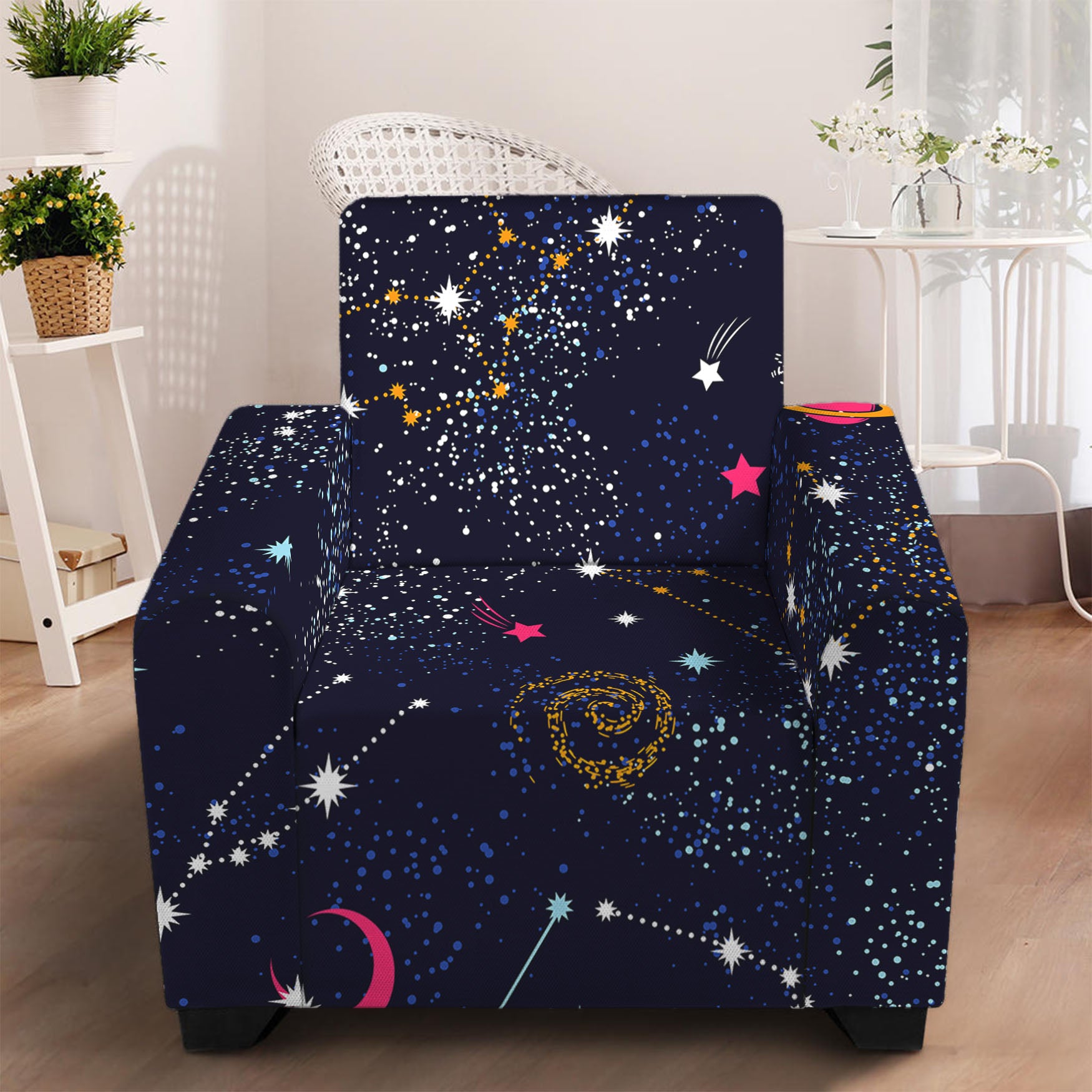 Zodiac Star Signs Galaxy Space Print Armchair Slipcover