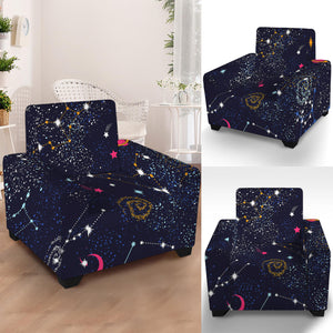 Zodiac Star Signs Galaxy Space Print Armchair Slipcover