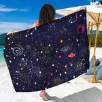 Zodiac Star Signs Galaxy Space Print Beach Sarong Wrap