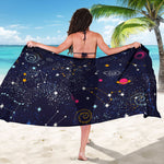 Zodiac Star Signs Galaxy Space Print Beach Sarong Wrap