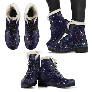 Zodiac Star Signs Galaxy Space Print Comfy Boots GearFrost