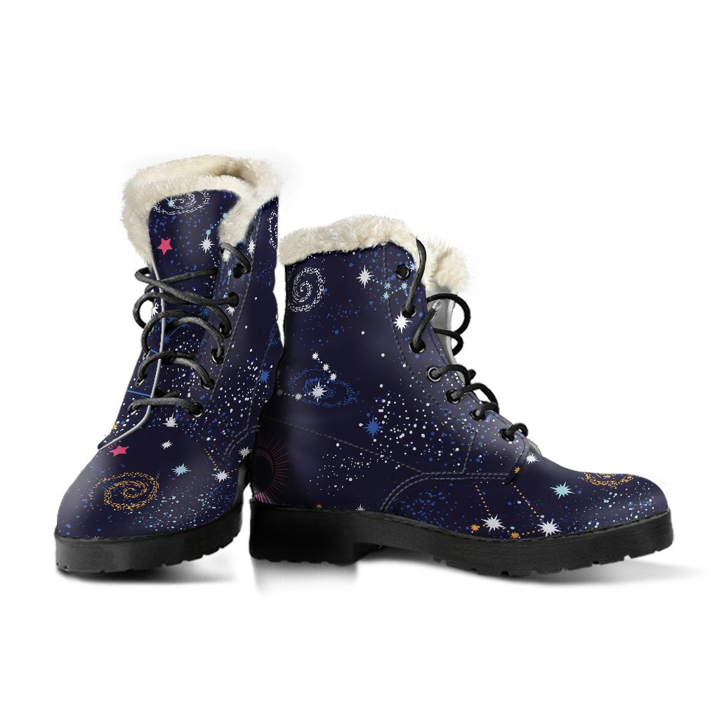 Zodiac Star Signs Galaxy Space Print Comfy Boots GearFrost