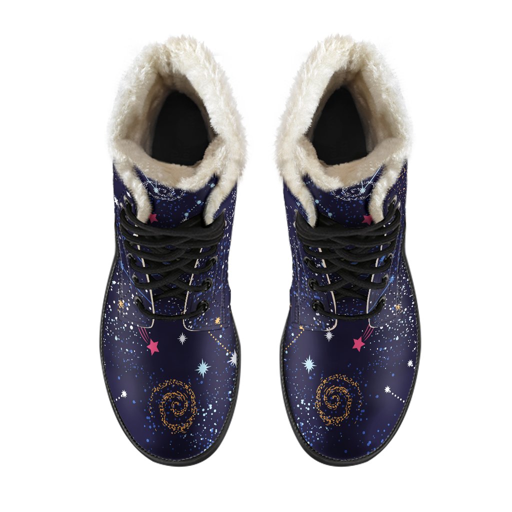 Zodiac Star Signs Galaxy Space Print Comfy Boots GearFrost