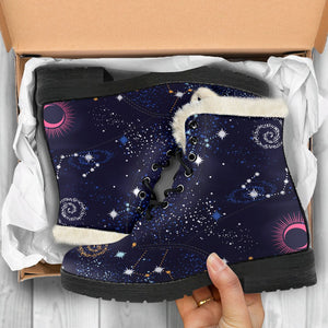 Zodiac Star Signs Galaxy Space Print Comfy Boots GearFrost