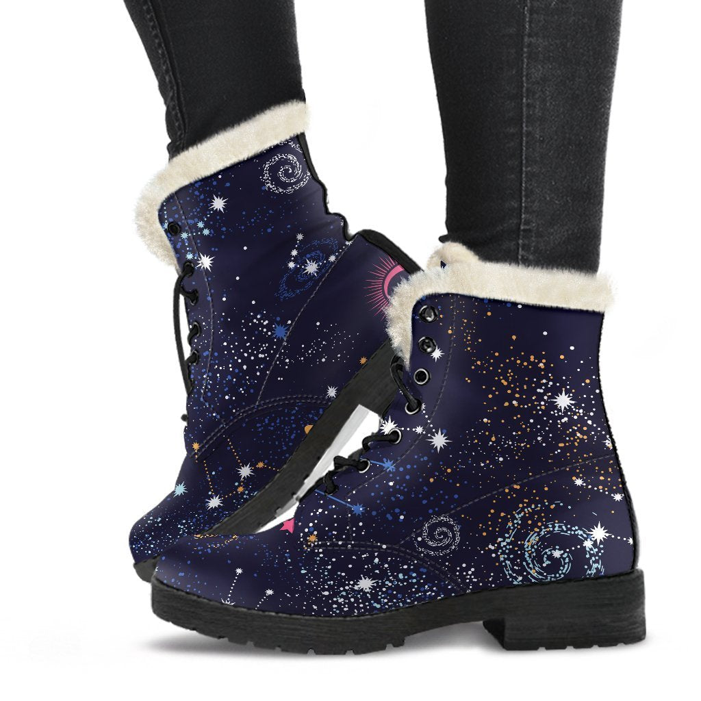 Zodiac Star Signs Galaxy Space Print Comfy Boots GearFrost