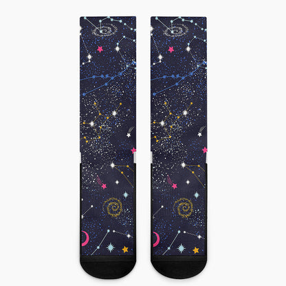 Zodiac Star Signs Galaxy Space Print Crew Socks