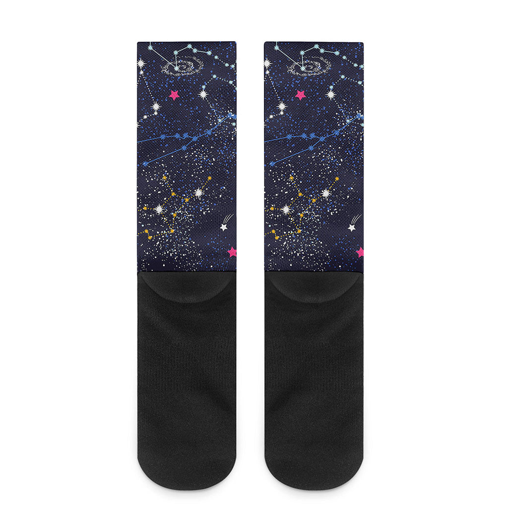 Zodiac Star Signs Galaxy Space Print Crew Socks