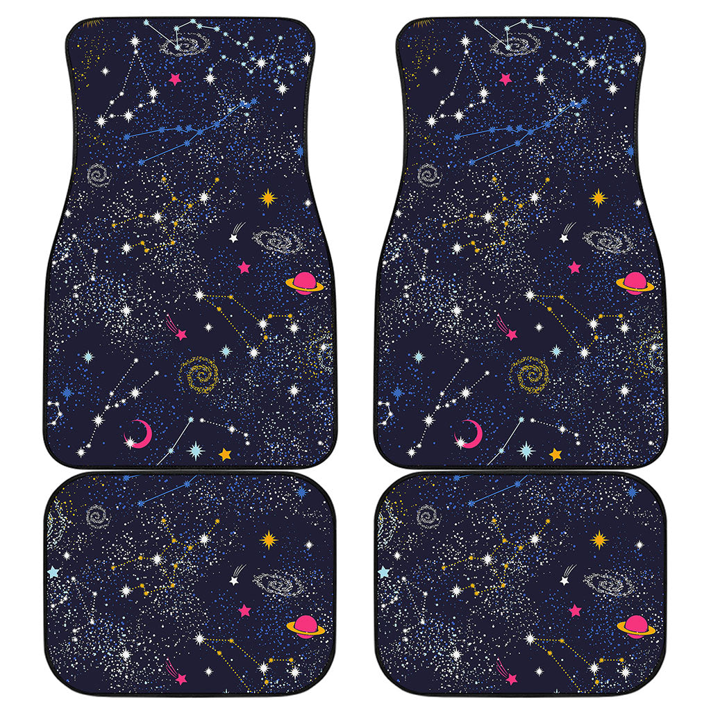 Zodiac Star Signs Galaxy Space Print Front and Back Car Floor Mats